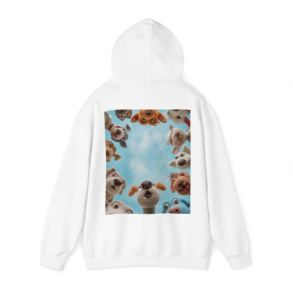 Cute Felted Dogs Circle Blue Sky – Hoodies
