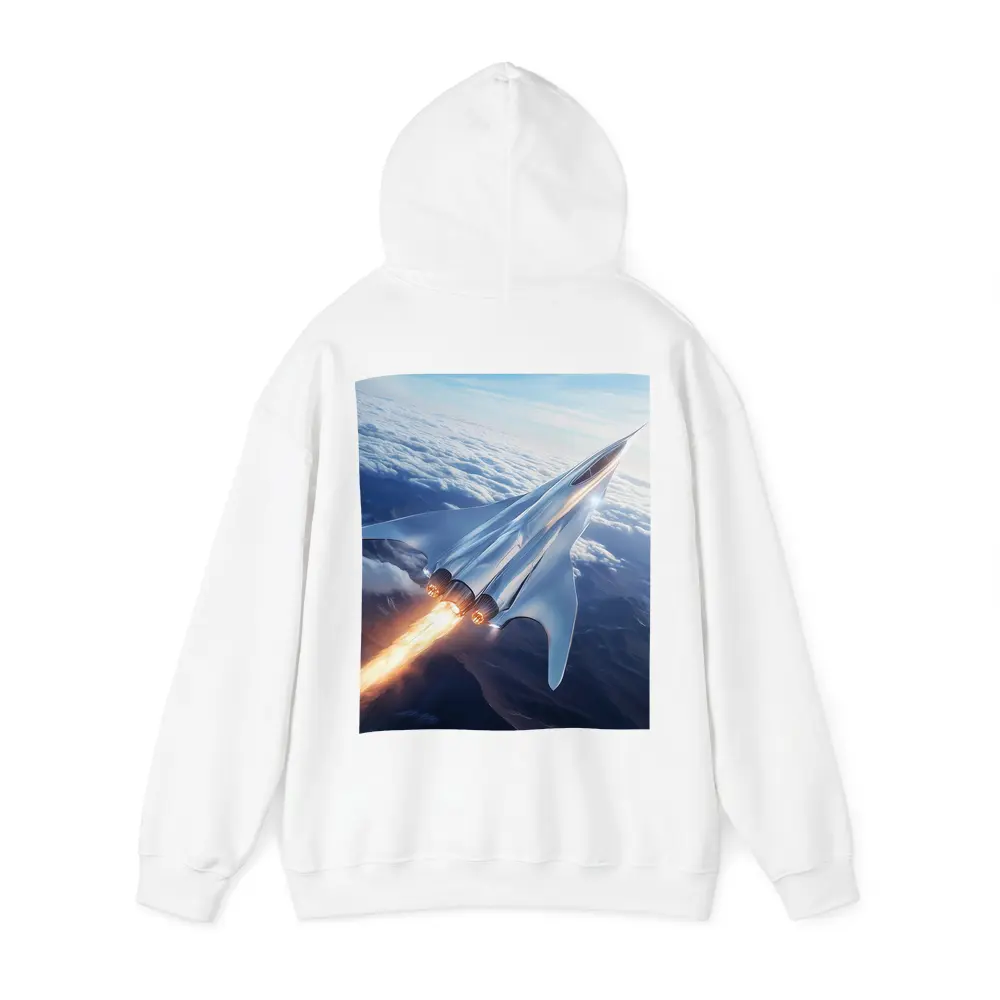Supersonic Jet Flying Above Mountain Clouds – Hoodies