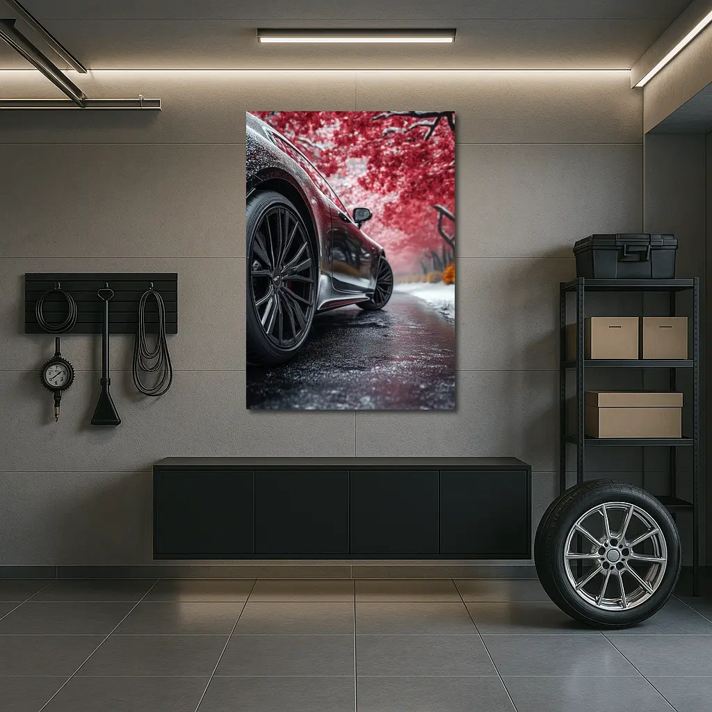 Bentley Continental GT Dark Road Winter Trees – Wall Art