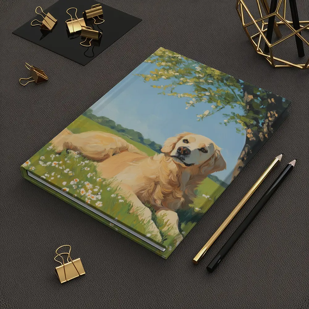 Golden Retriever Resting In Sunny Meadow – Notebooks