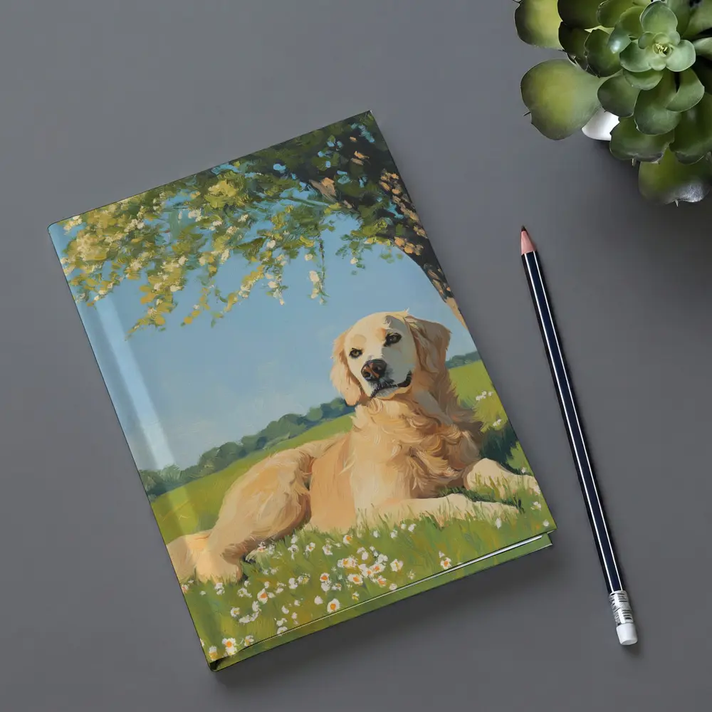Golden Retriever Resting In Sunny Meadow – Notebooks