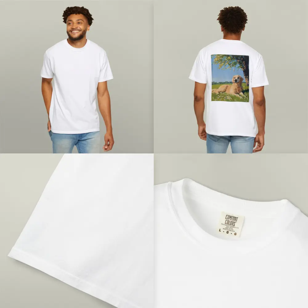 Golden Retriever Resting In Sunny Meadow – T-Shirts