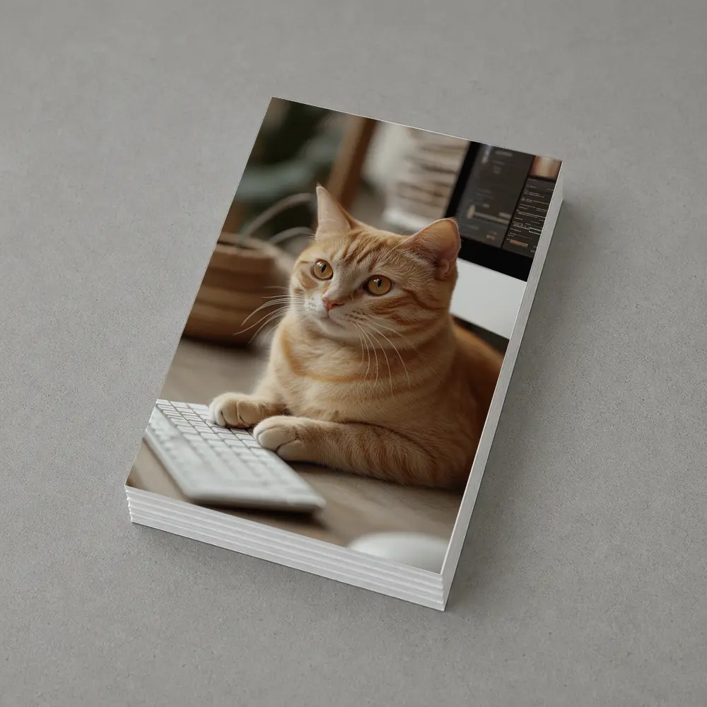 Orange Tabby Cat Sitting At Desk – Postcards