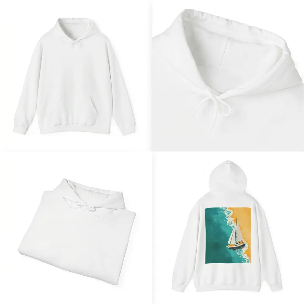 Sailboat Aerial View Teal Ocean Sandy Beach – Hoodies
