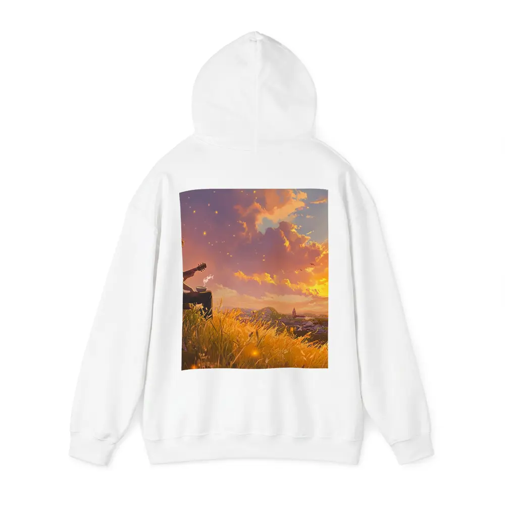 Anime Boy Playing Guitar at Sunset – Hoodies