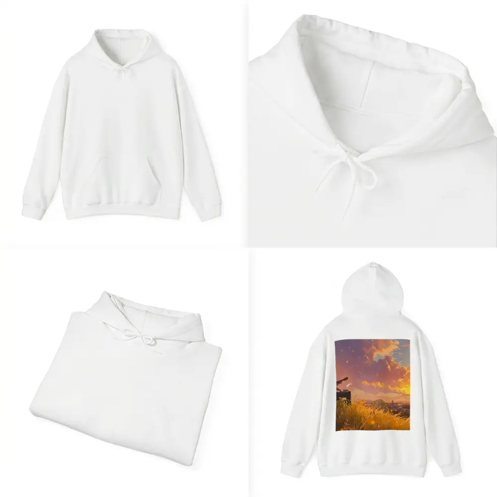 Anime Boy Playing Guitar at Sunset – Hoodies