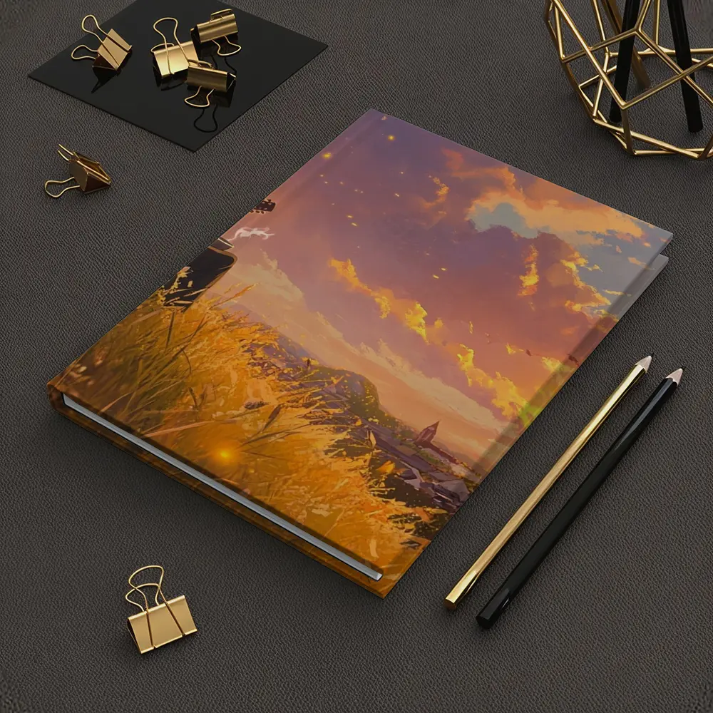 Anime Boy Playing Guitar at Sunset – Notebooks