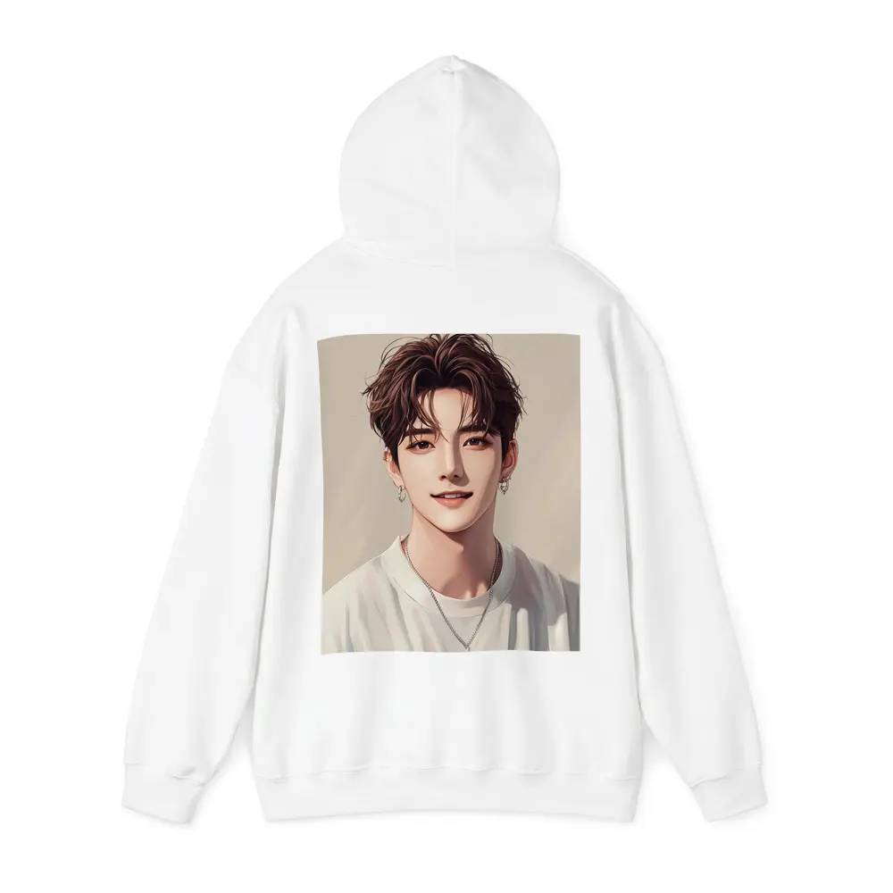 Korean Style Anime Boy Portrait Beige Background – Hoodies