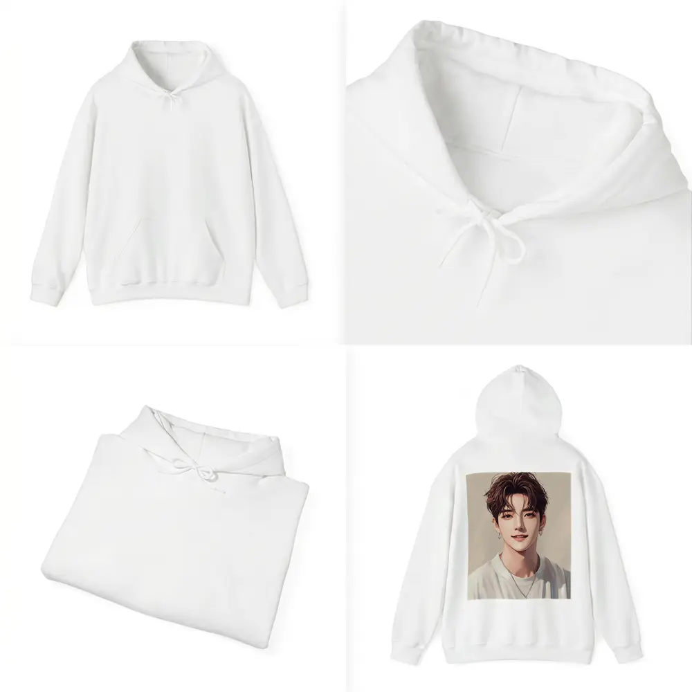 Korean Style Anime Boy Portrait Beige Background – Hoodies