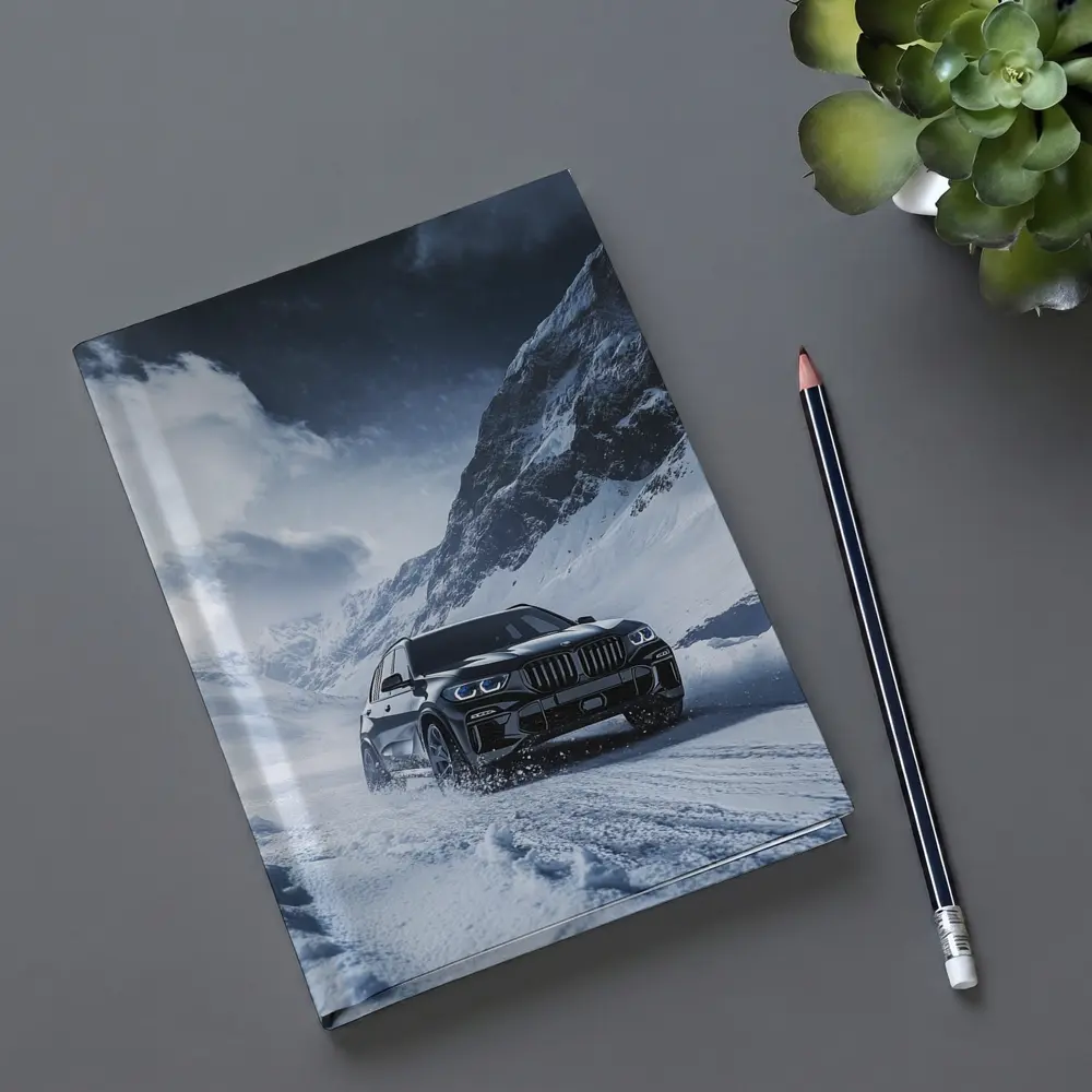 BMW X5 Driving Through Snowy Mountain Pass – Notebooks