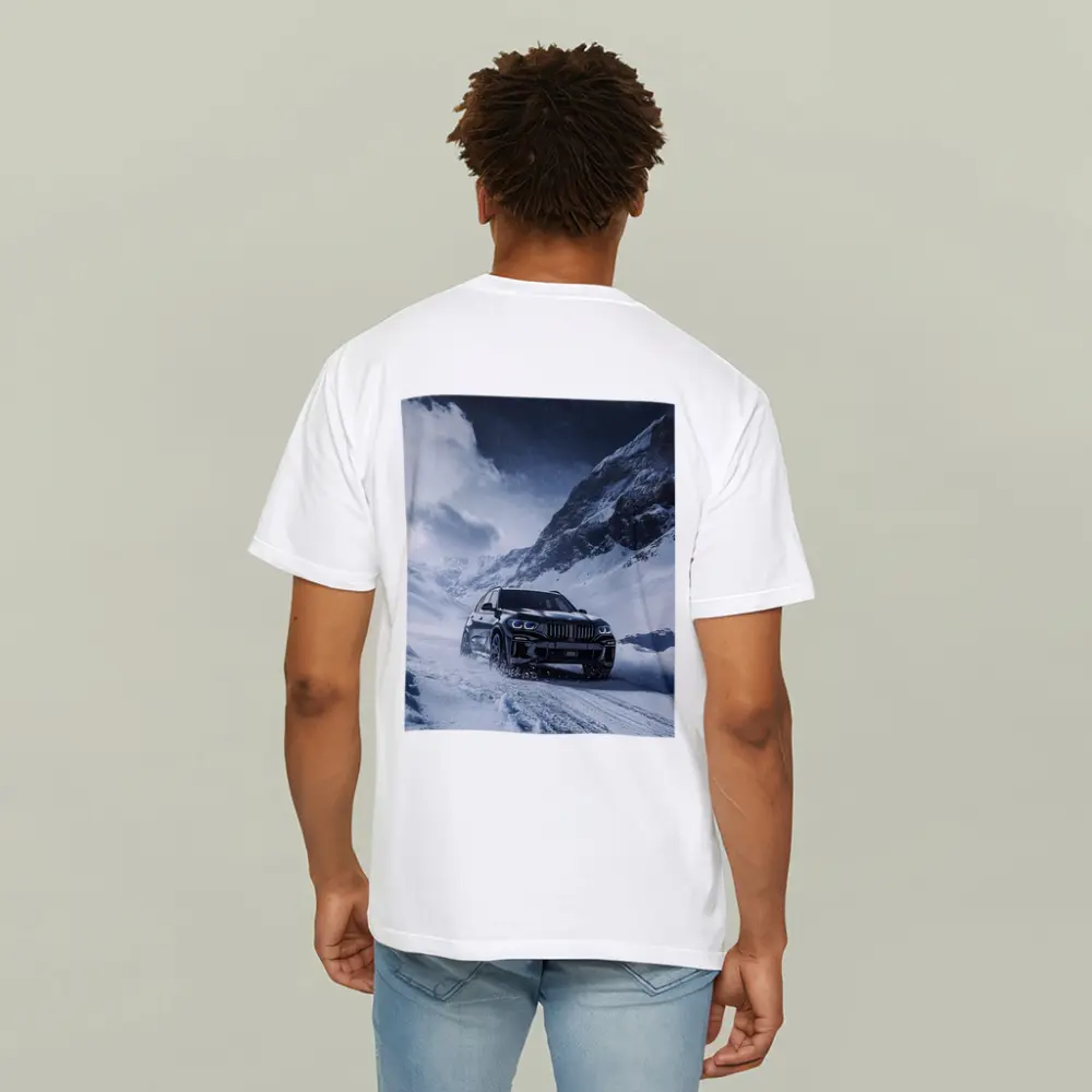 BMW X5 Driving Through Snowy Mountain Pass – T-Shirts