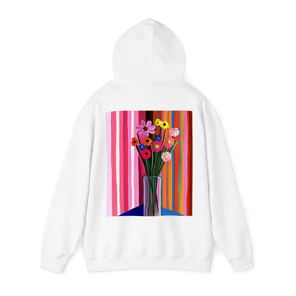 Colorful Flowers Vase Bold Striped Background – Hoodies