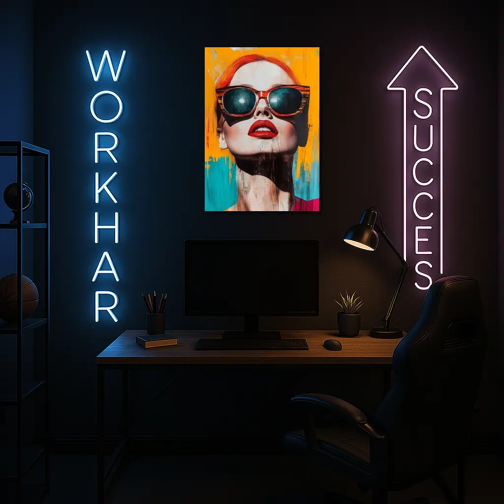 Red Hair Woman Sunglasses Pop Art Yellow – Wall Art