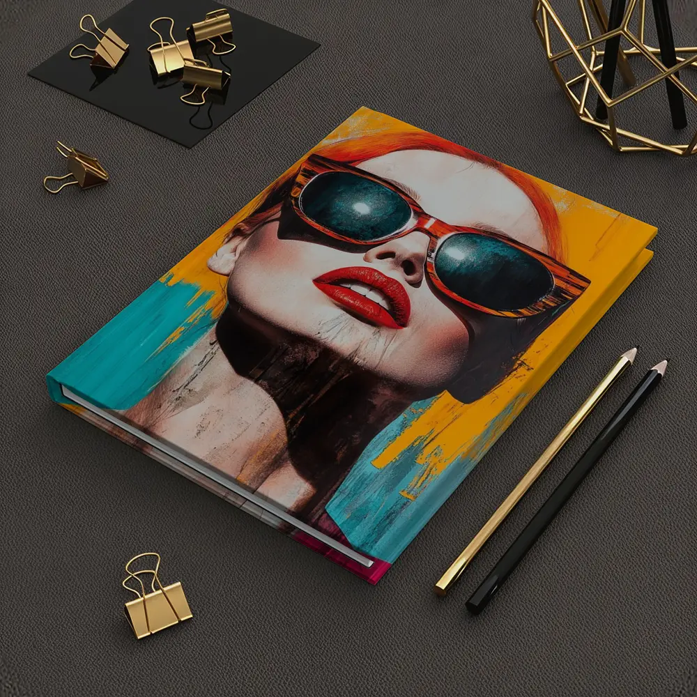 Red Hair Woman Sunglasses Pop Art Yellow – Notebooks