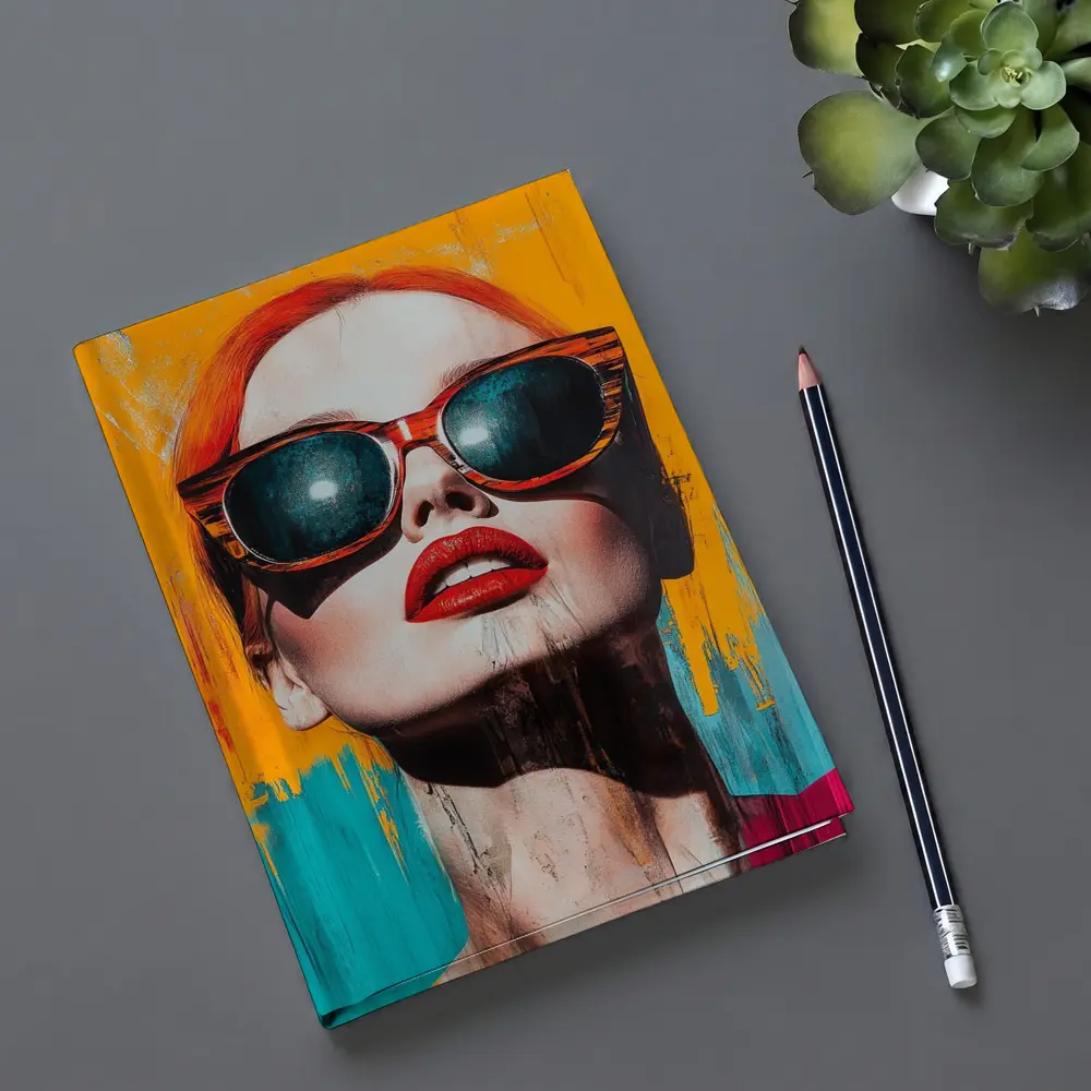 Red Hair Woman Sunglasses Pop Art Yellow – Notebooks