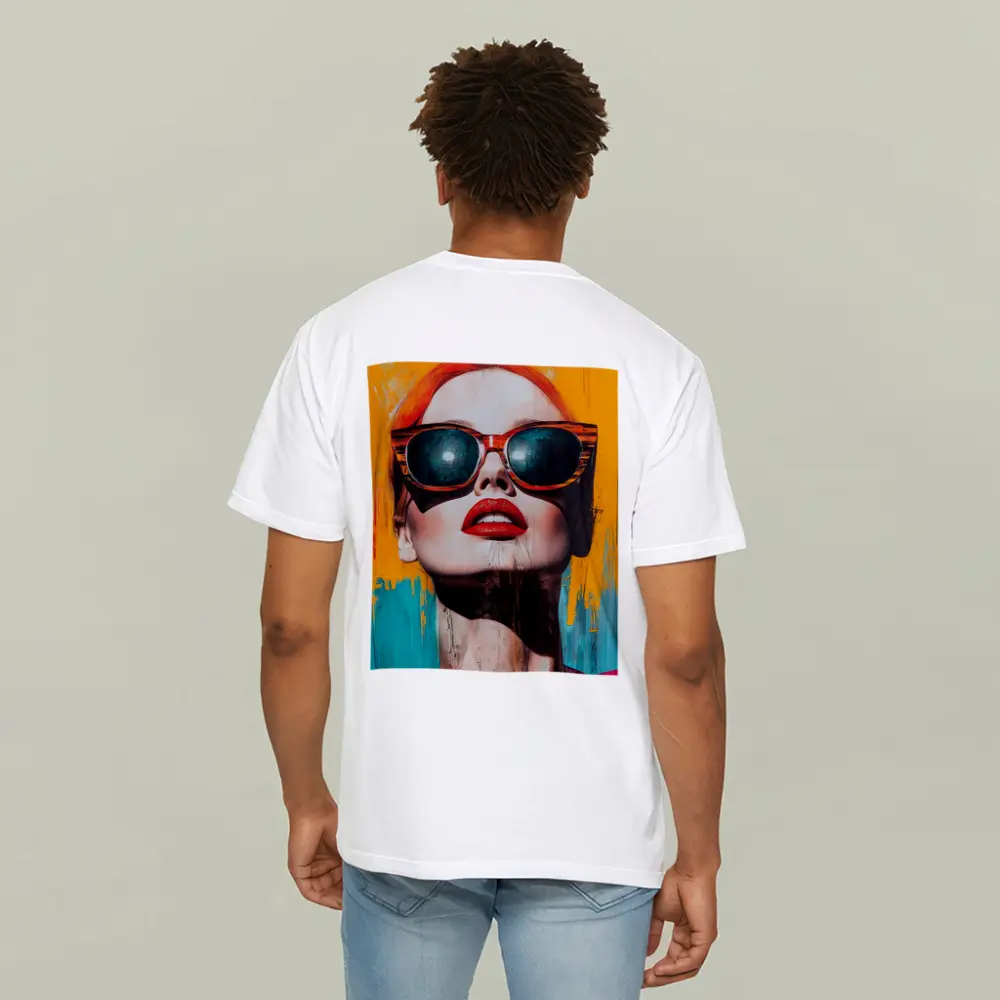 Red Hair Woman Sunglasses Pop Art Yellow – T-Shirts