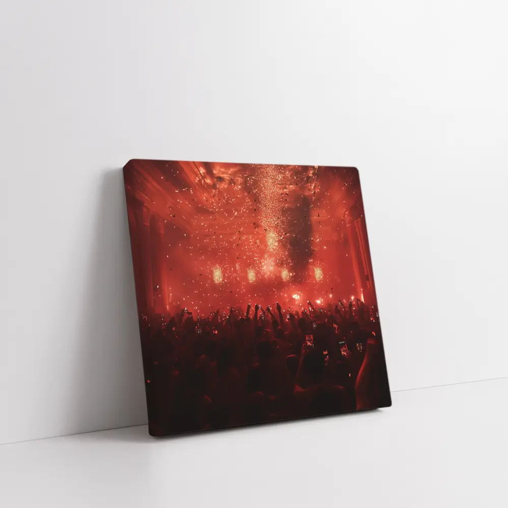 Red Concert Hall Crowd Confetti Celebration – Wall Art