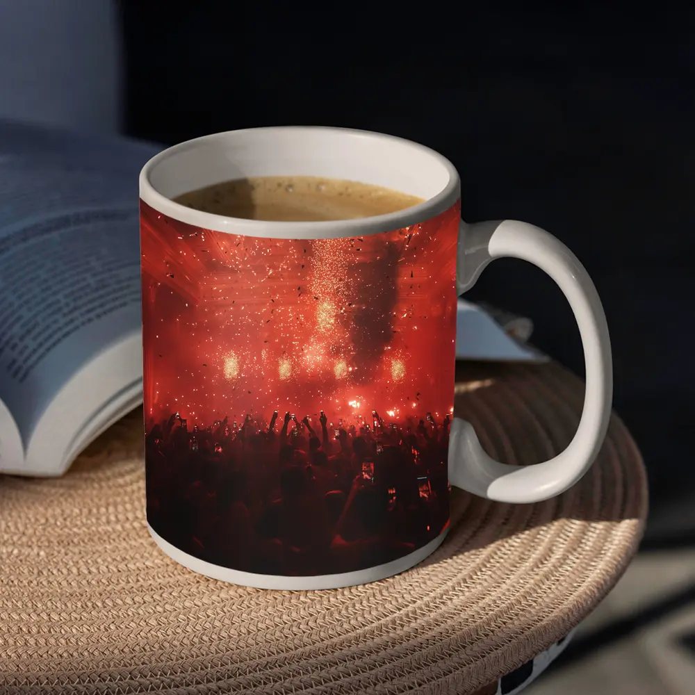 Red Concert Hall Crowd Confetti Celebration – Mugs