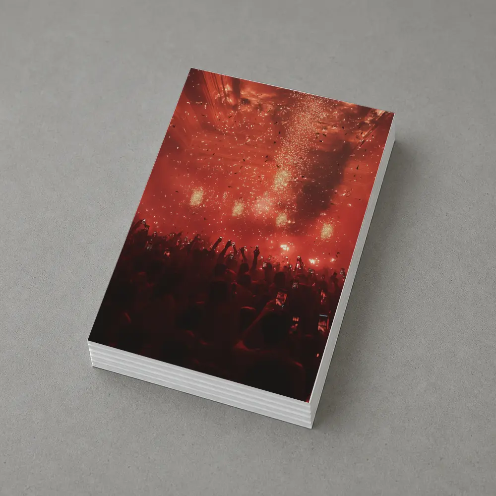 Red Concert Hall Crowd Confetti Celebration – Postcards