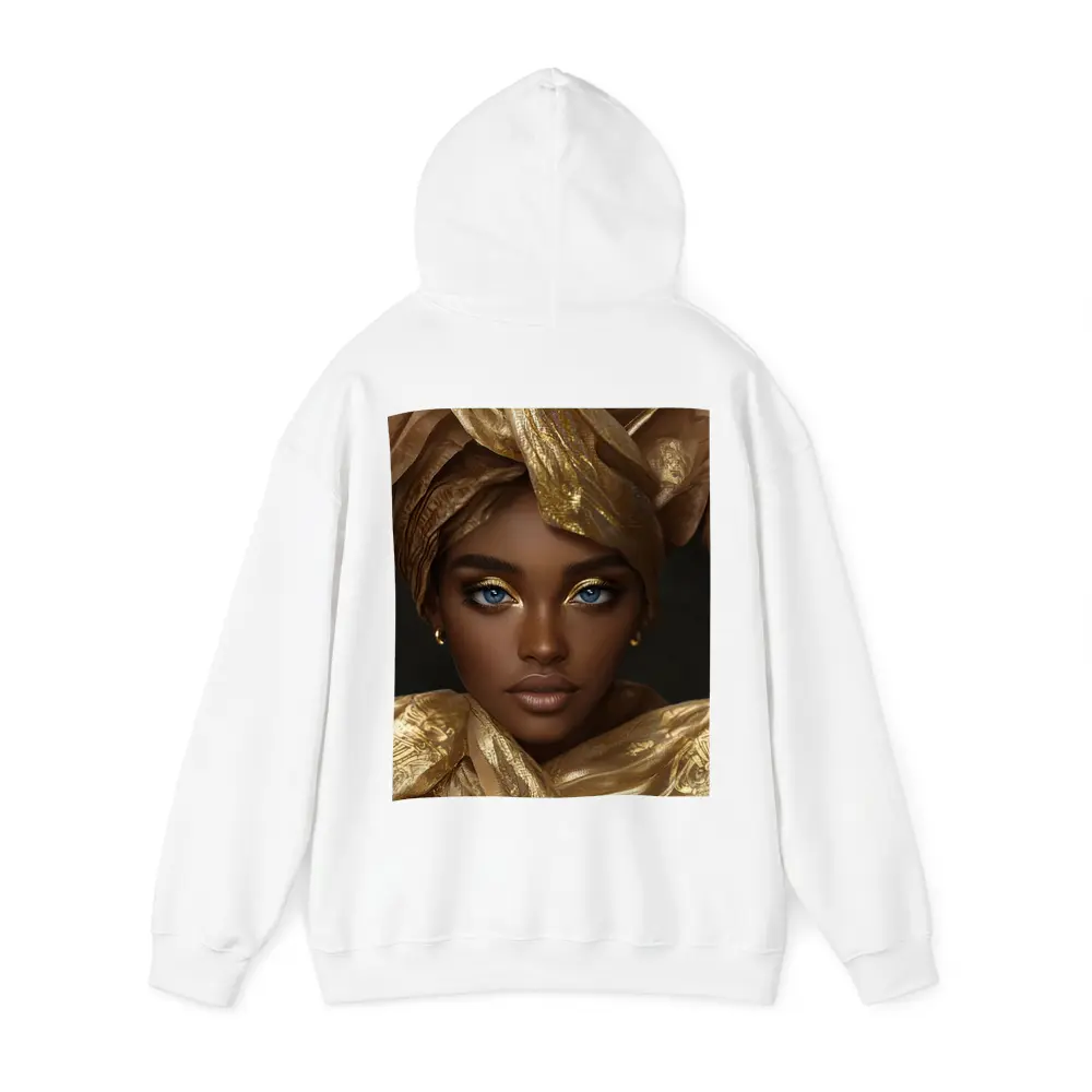 African Woman Golden Headwrap Blue Eyes Portrait – Hoodies