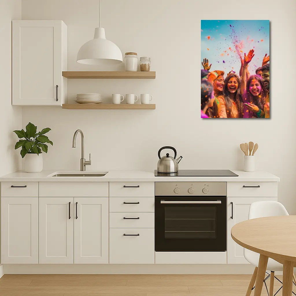 Friends Celebrating Holi Festival Colorful Powder – Wall Art