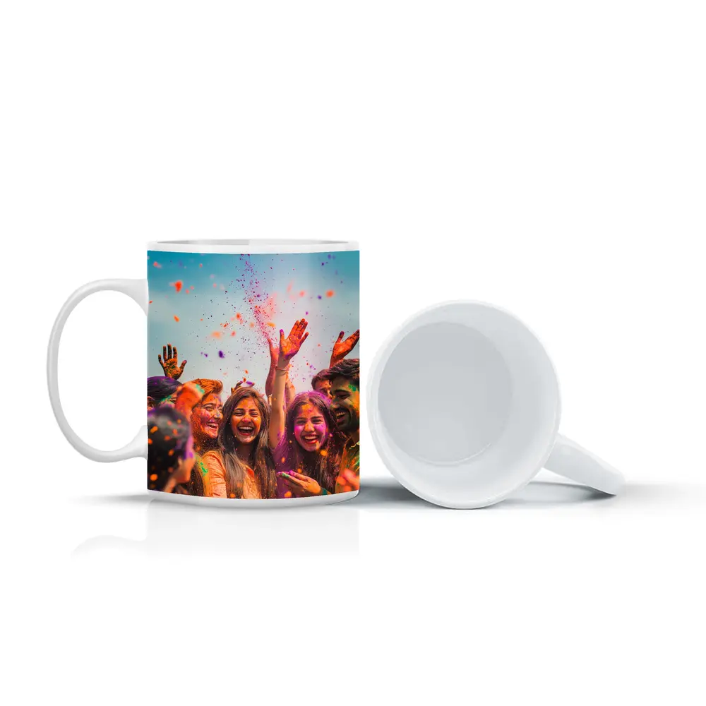 Friends Celebrating Holi Festival Colorful Powder – Mugs