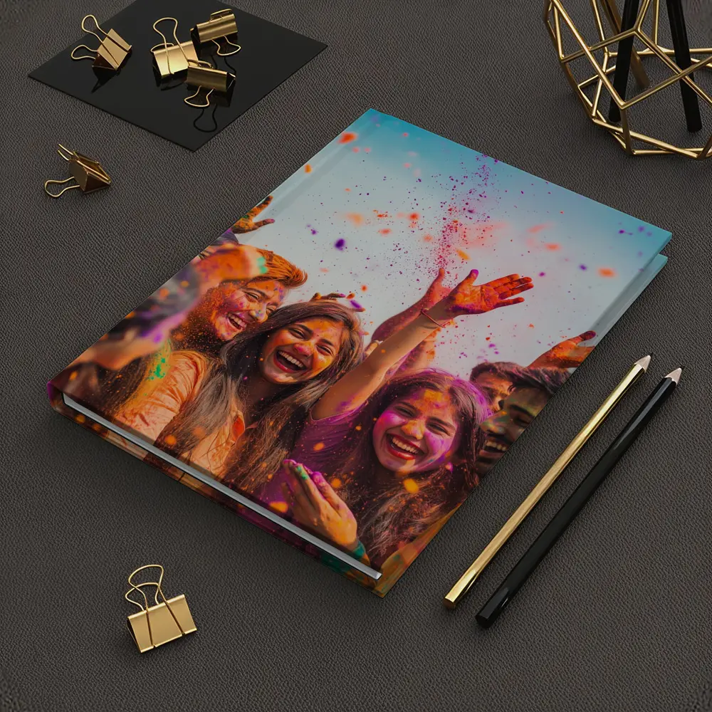 Friends Celebrating Holi Festival Colorful Powder – Notebooks