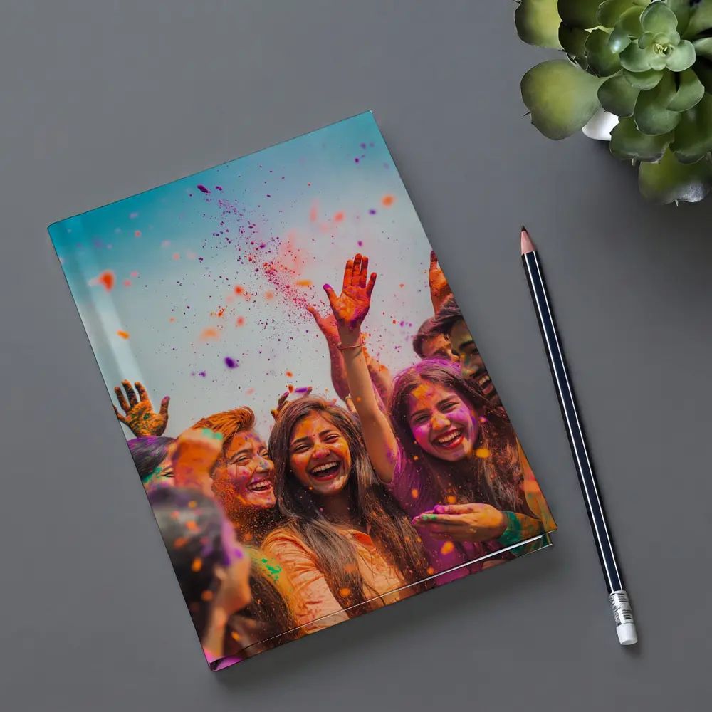 Friends Celebrating Holi Festival Colorful Powder – Notebooks