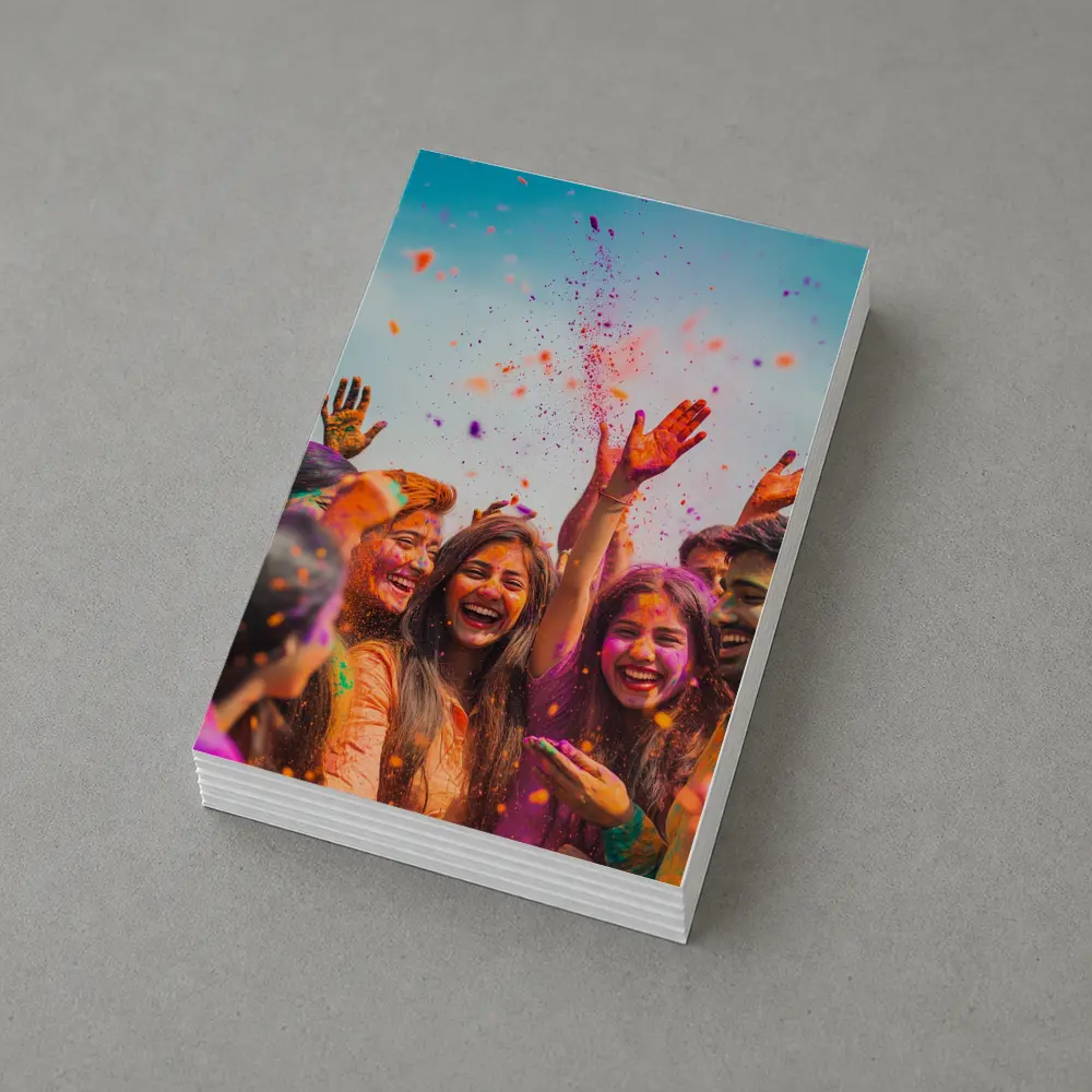 Friends Celebrating Holi Festival Colorful Powder – Postcards