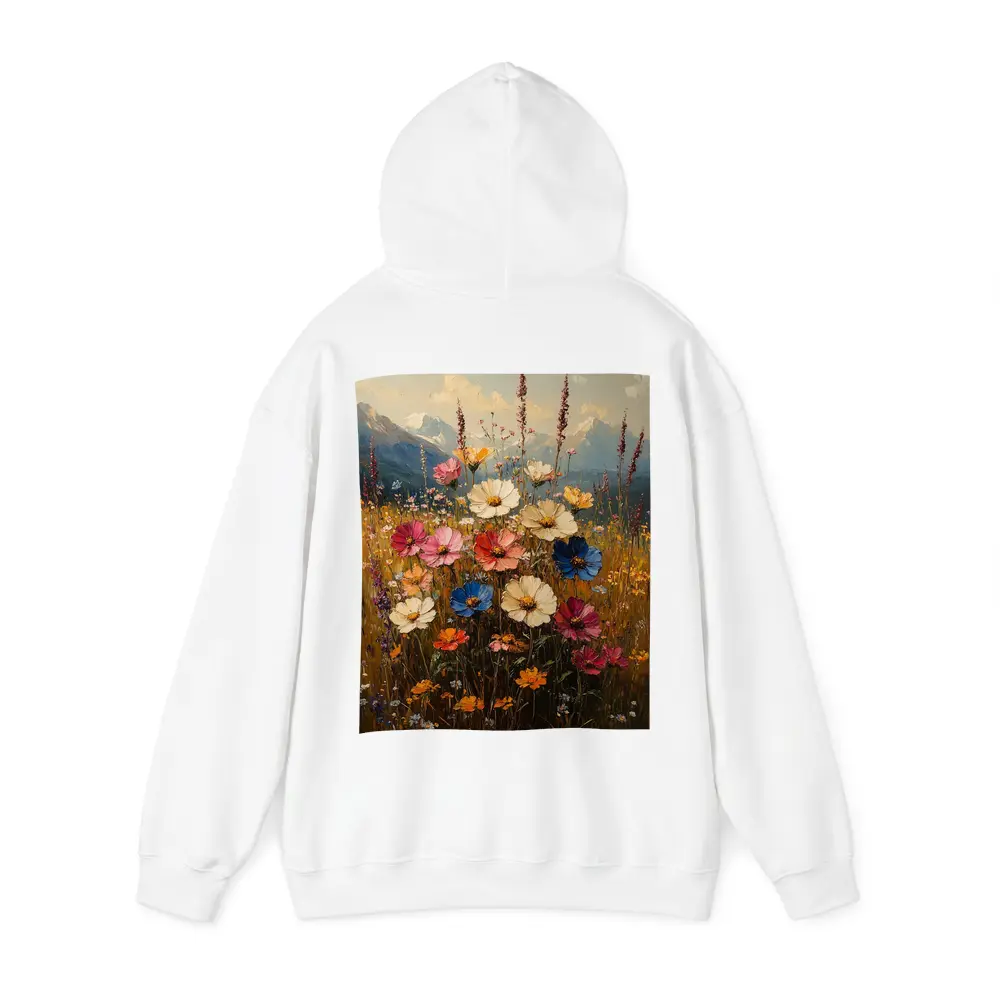 Colorful Wildflowers Field Mountain Landscape Painting – Hoodies