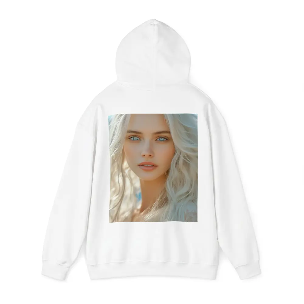 White Hair Blue Eyes Woman Portrait – Hoodies