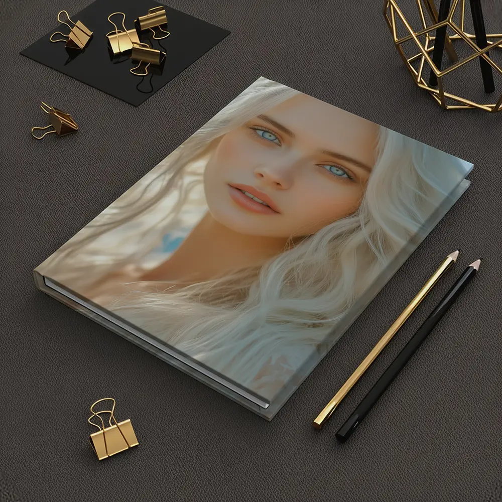 White Hair Blue Eyes Woman Portrait – Notebooks