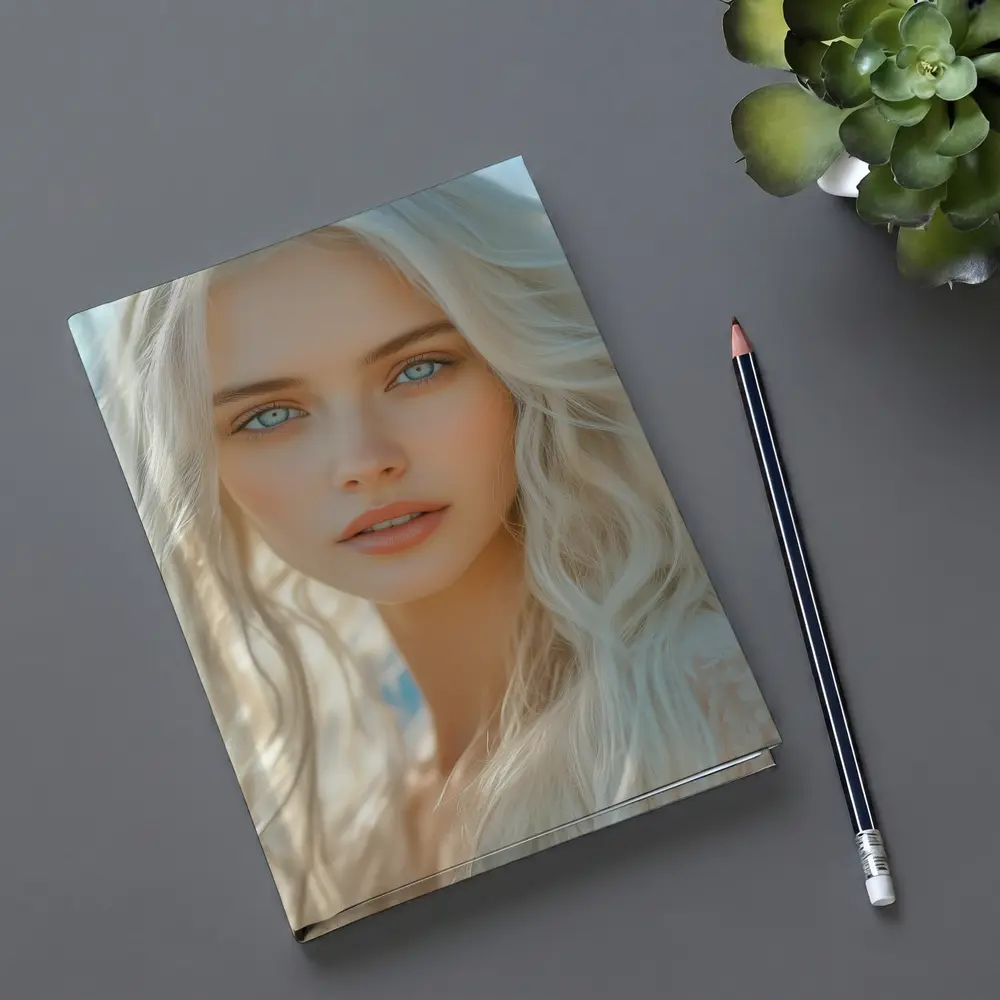 White Hair Blue Eyes Woman Portrait – Notebooks
