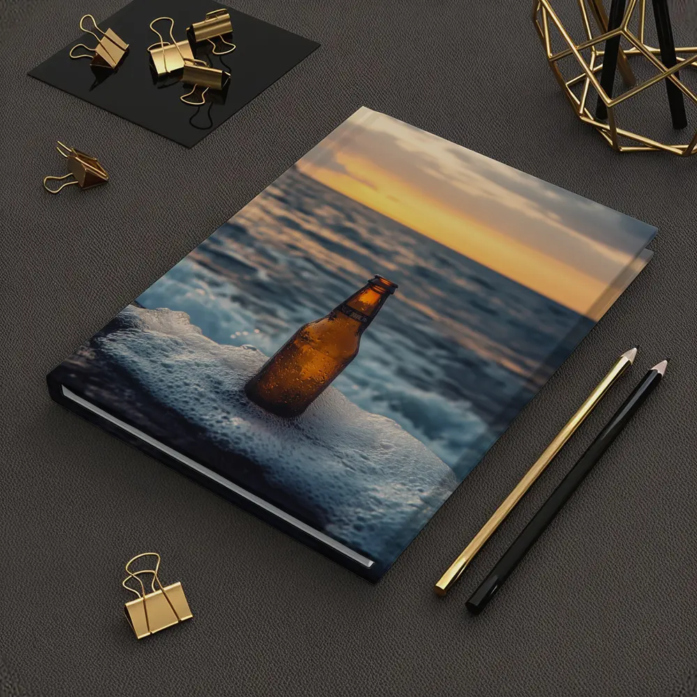Cold Beer Bottle Ocean Sunset Waves – Notebooks