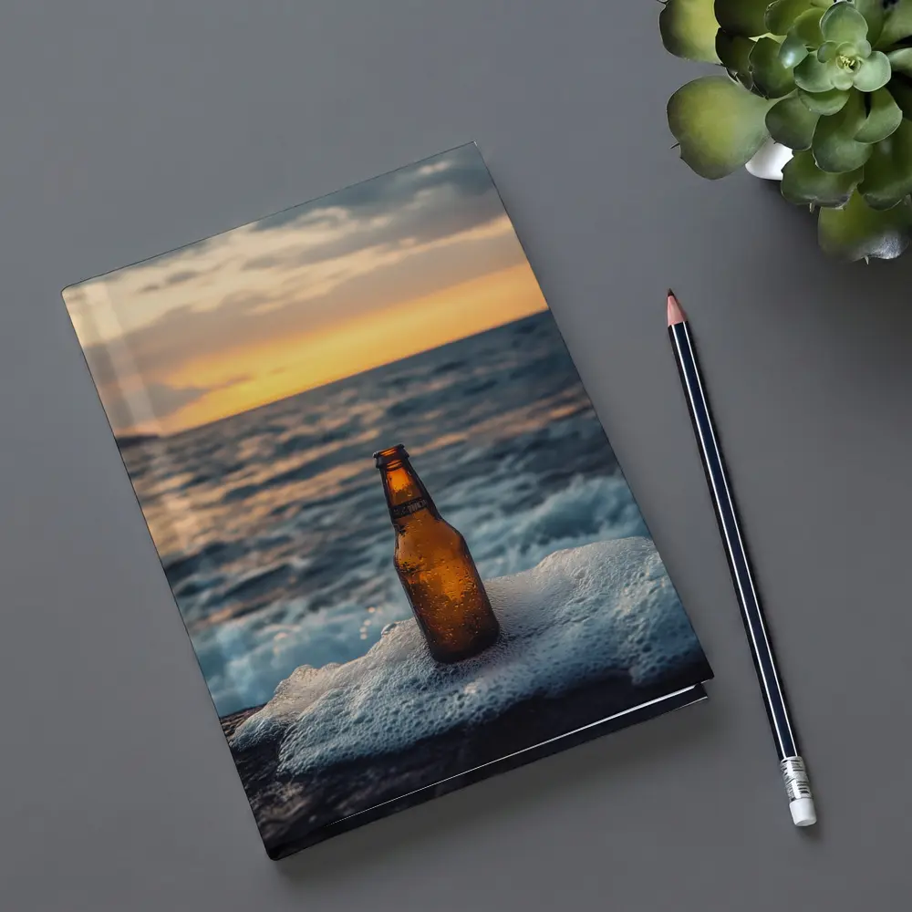 Cold Beer Bottle Ocean Sunset Waves – Notebooks