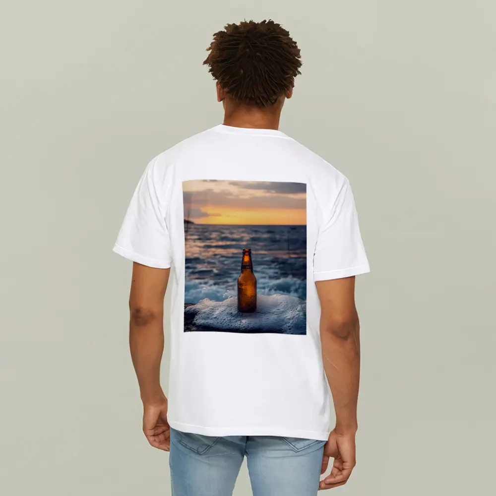 Cold Beer Bottle Ocean Sunset Waves – T-Shirts
