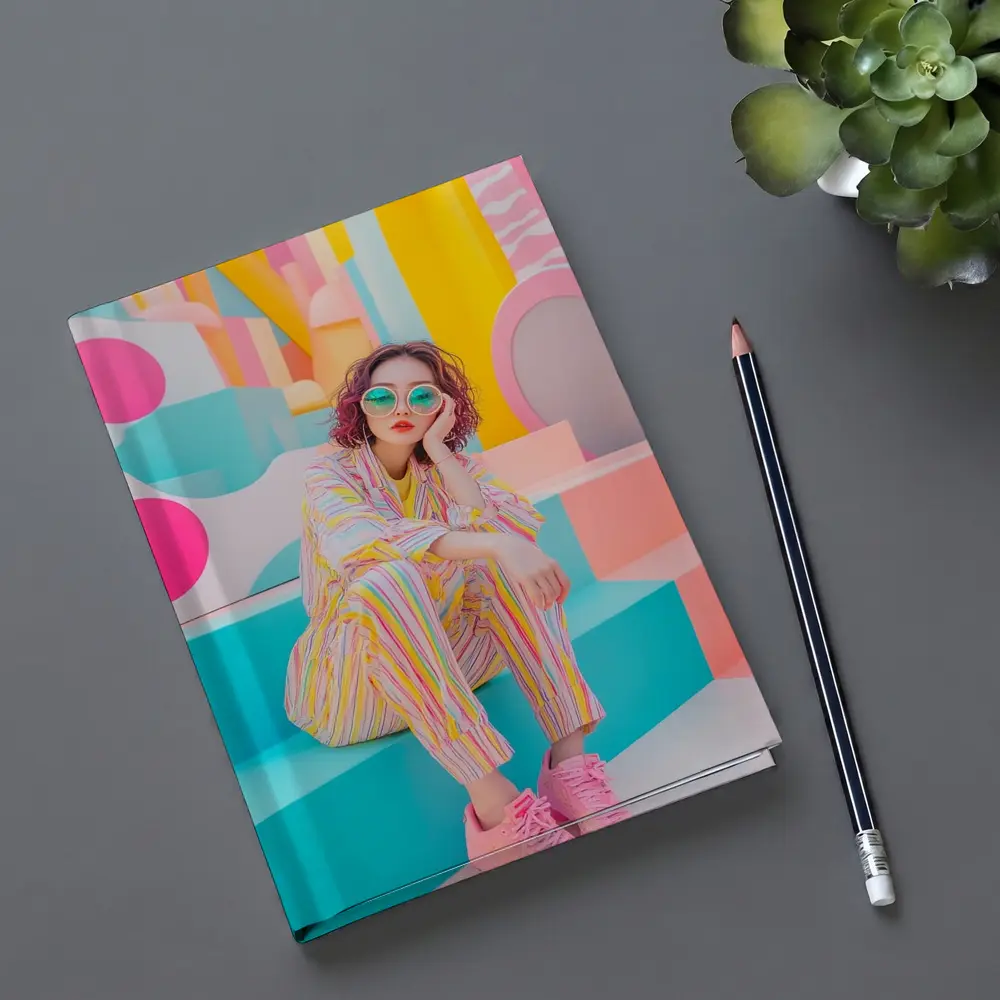 Pastel Fashion Girl Colorful Pop Art Background – Notebooks