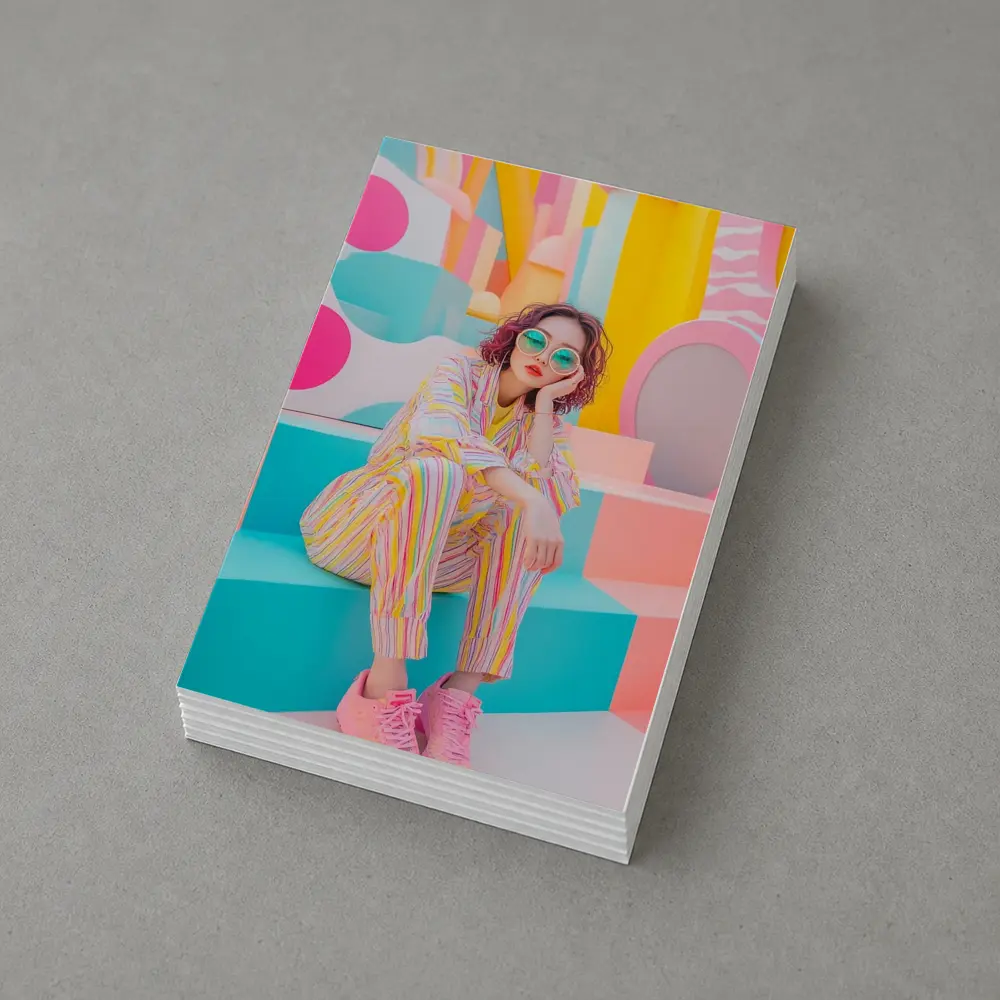 Pastel Fashion Girl Colorful Pop Art Background – Postcards