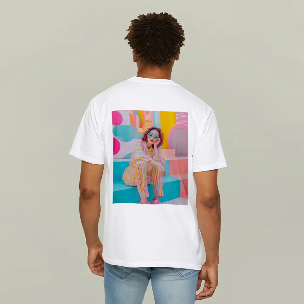 Pastel Fashion Girl Colorful Pop Art Background – T-Shirts