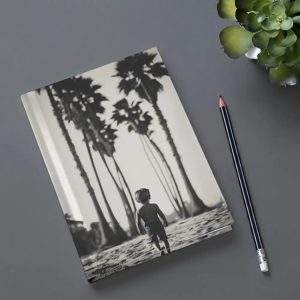 Boy Walking on Beach Among Palm Trees – Notebooks
