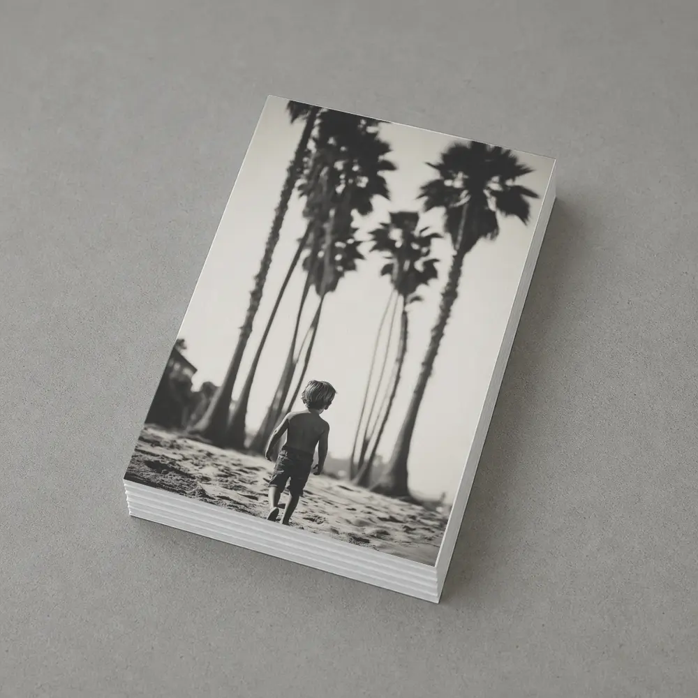 Boy Walking on Beach Among Palm Trees – Postcards