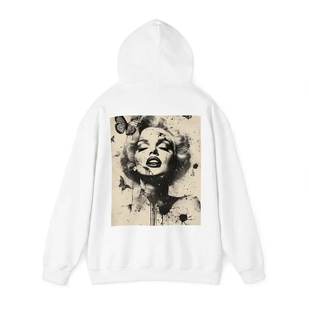 Marilyn Monroe Black White Ink Splash Butterflies – Hoodies