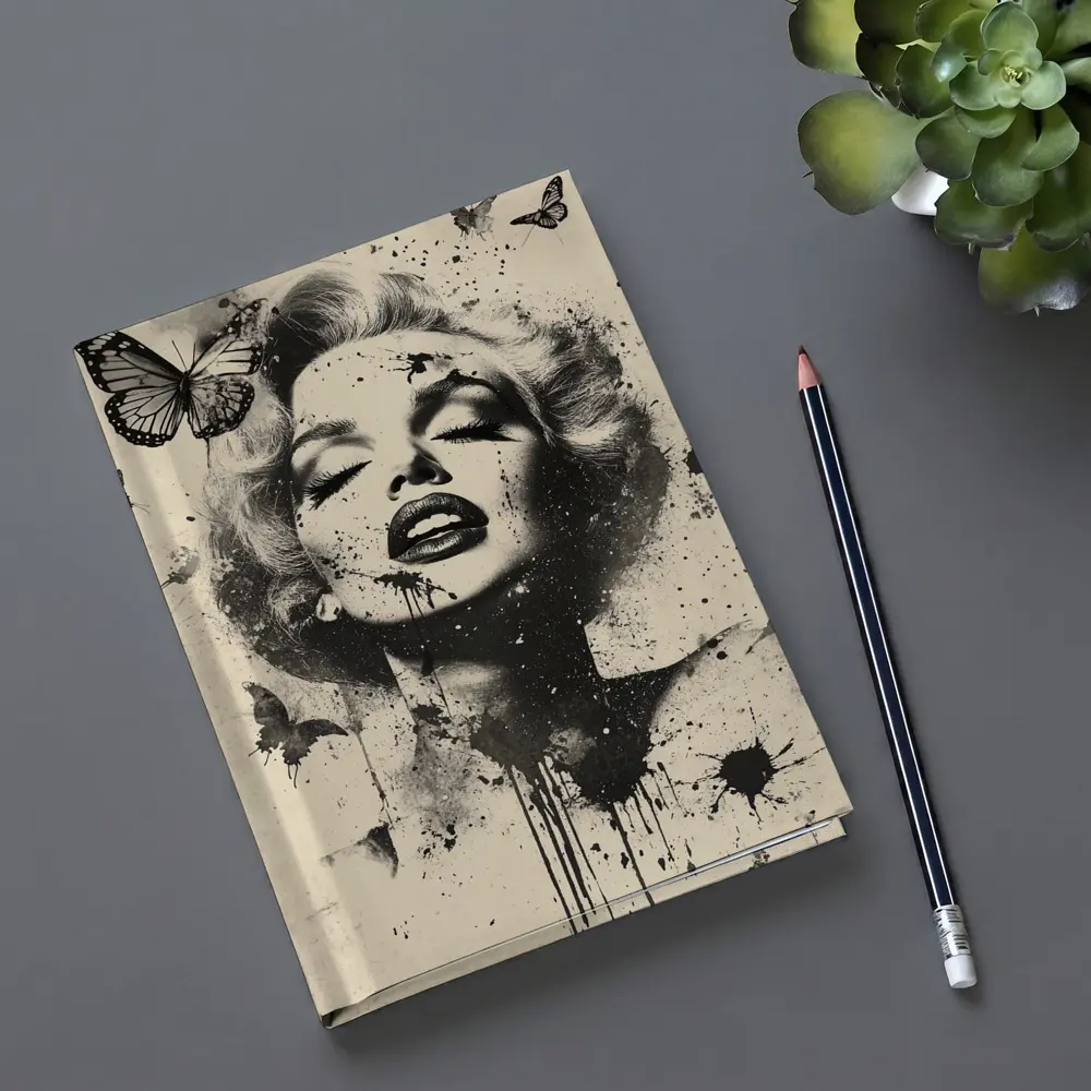 Marilyn Monroe Black White Ink Splash Butterflies – Notebooks