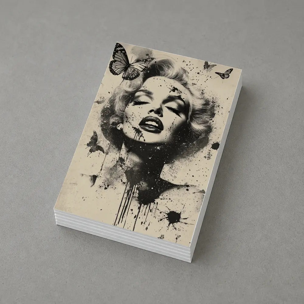 Marilyn Monroe Black White Ink Splash Butterflies – Postcards