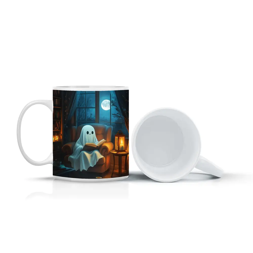 Cute Ghost Reading Book Cozy Night – Mugs