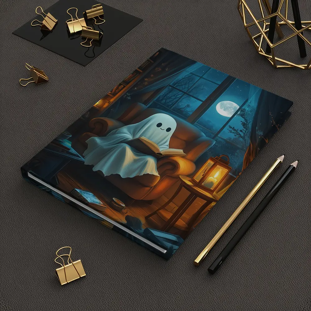 Cute Ghost Reading Book Cozy Night – Notebooks