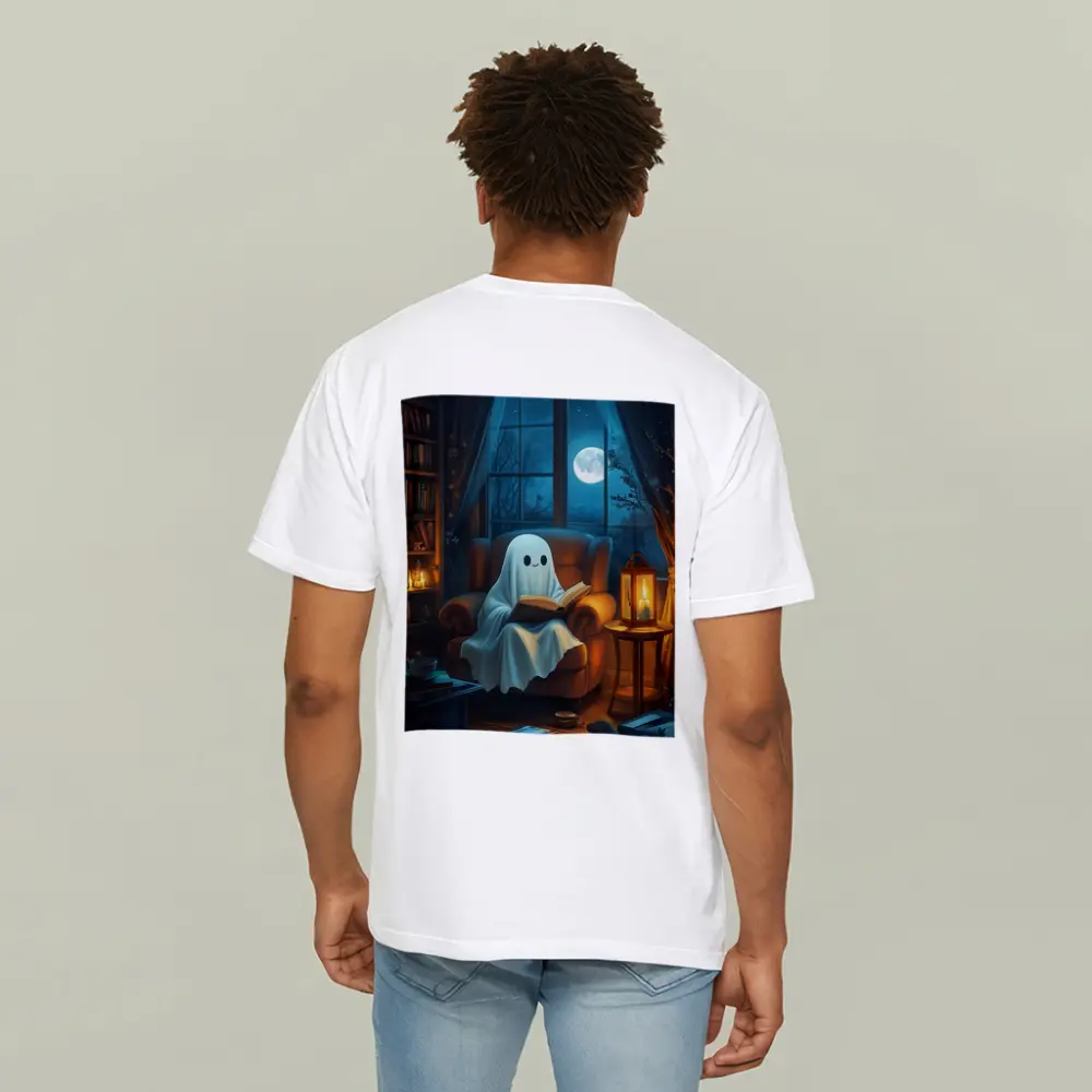 Cute Ghost Reading Book Cozy Night – T-Shirts