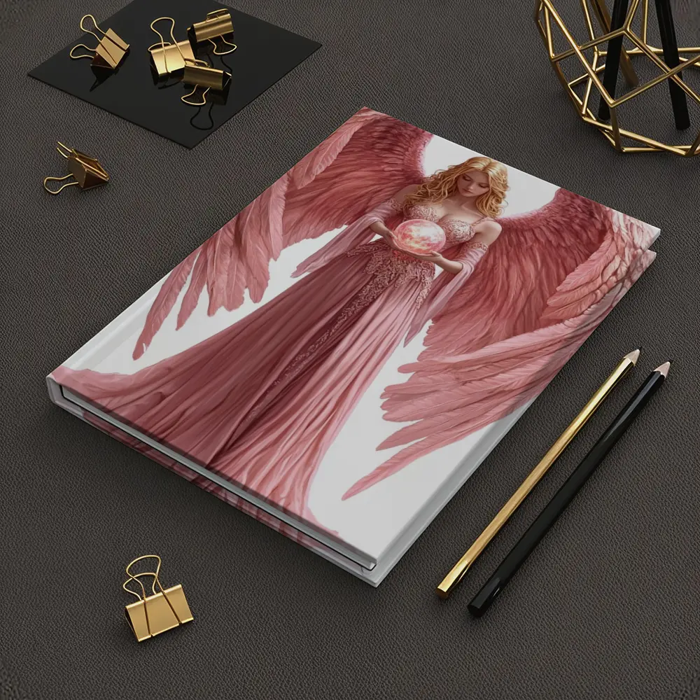 Pink Angel Woman Holding Glowing Orb – Notebooks