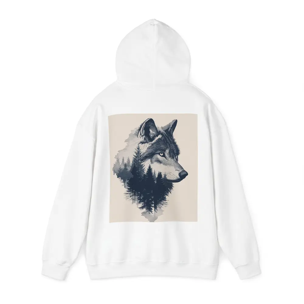 Wolf Double Exposure Pine Forest Art – Hoodies