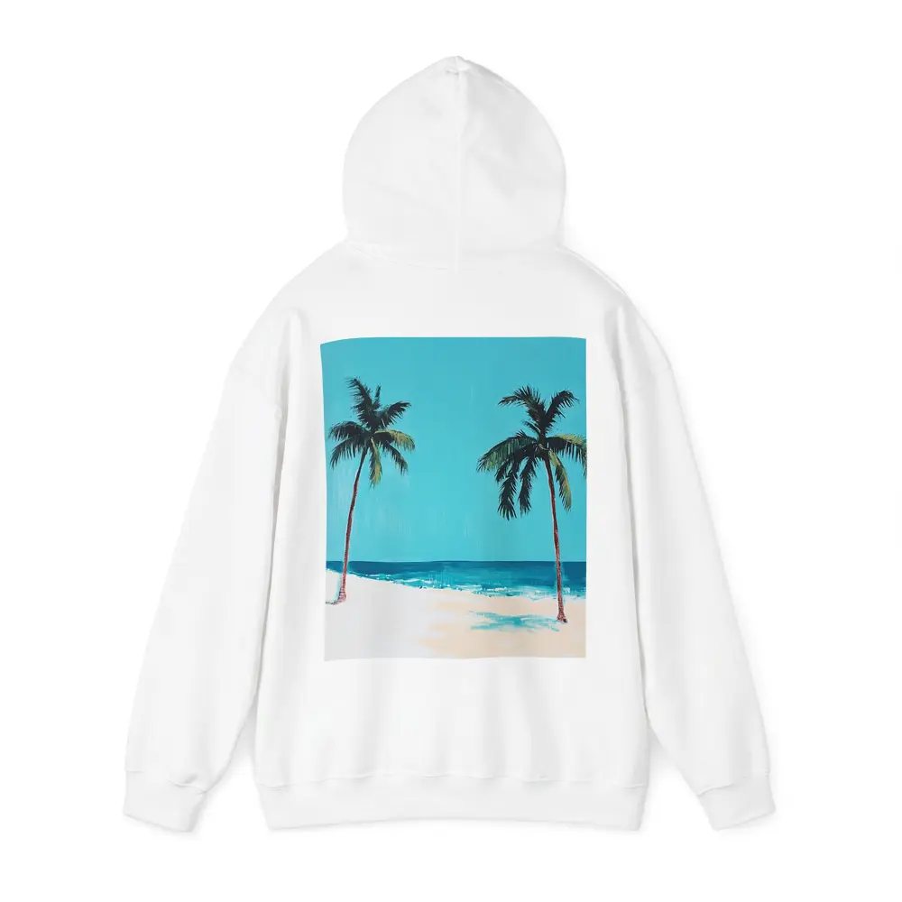 Two Palm Trees Tropical Beach Painting – Hoodies